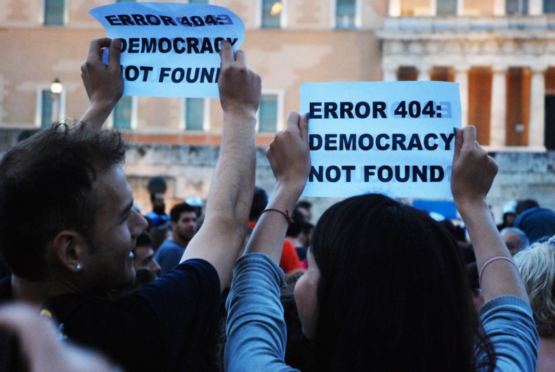 Greek protesters pointing out the obvious